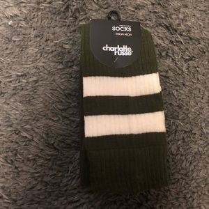 Green/White thigh high socks